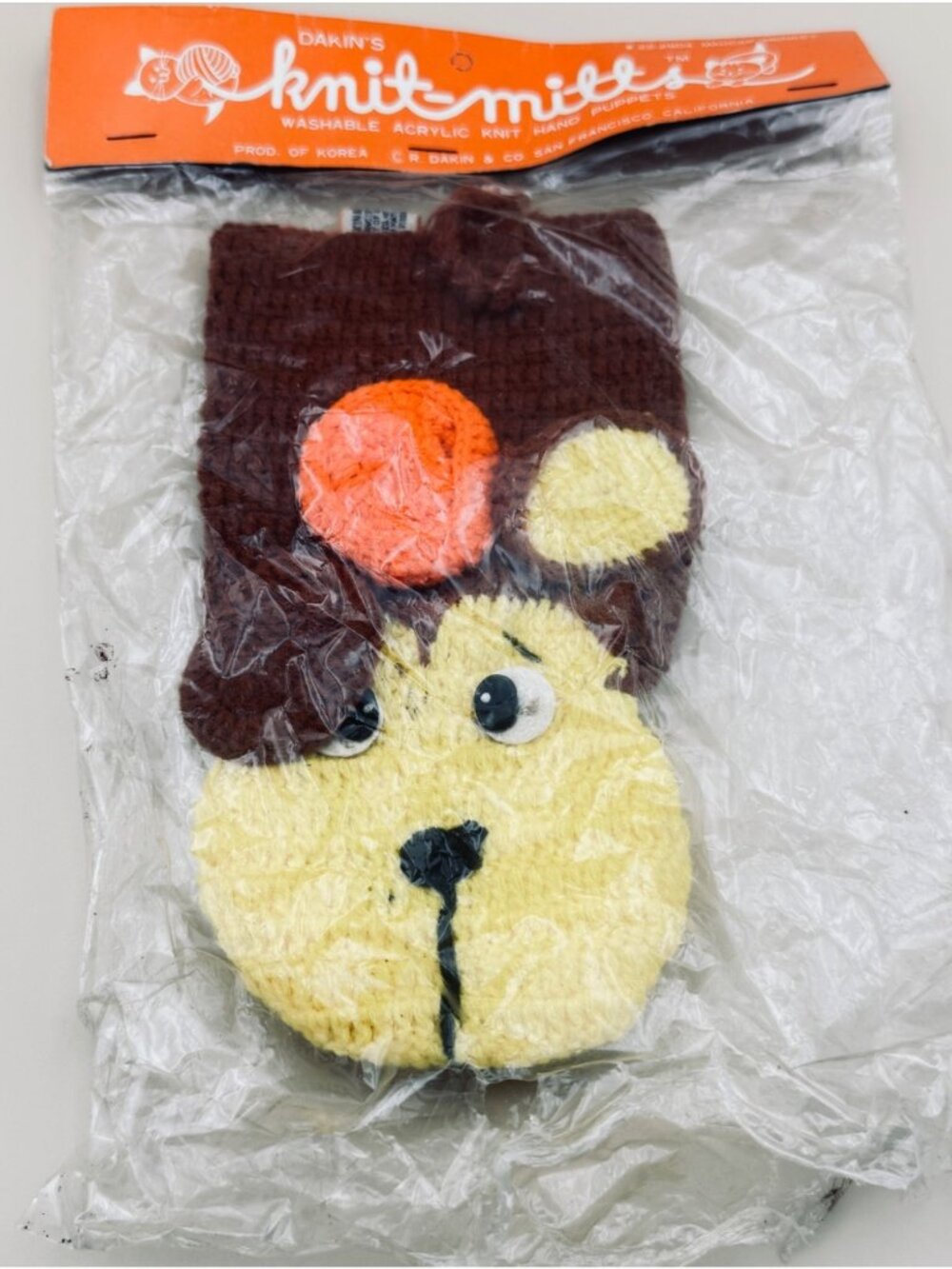 New Vintage Dakin Knit-Mitts Madcap Monkey Hand Puppet Washable Acrylic Knit